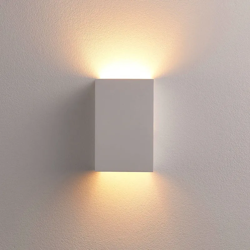 B-Ware Lindby Wandlampe Leuchte Colja Gips eckig Weiß Höhe 16 cm