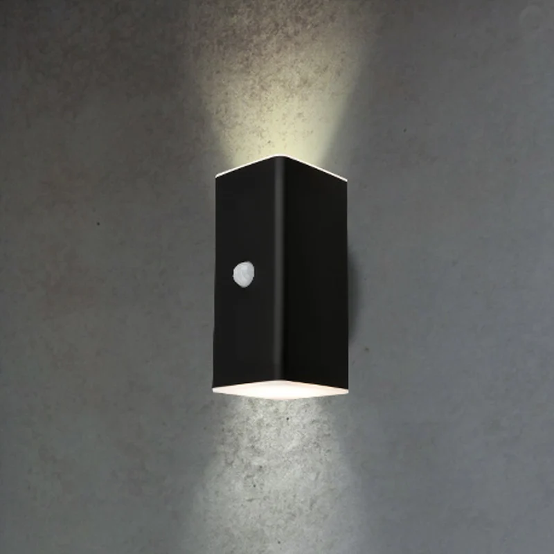 B-Ware LED Außenwandleuchte Außenwandlampe Akku Sensor up down schwarz Kunststoff