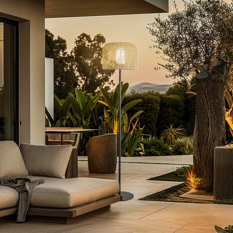B-Ware Lucande Terrassenleuchte Solvindor khaki Kunststoff IP44 Leuchte Outdoorlampe