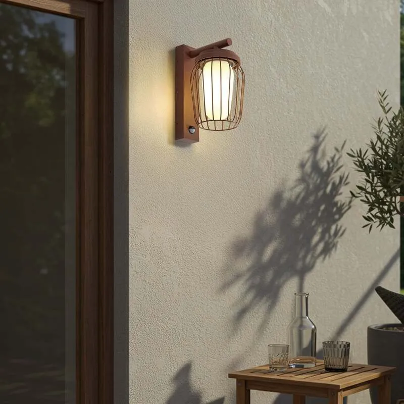 B-Ware Lucande Außenwandleuchte Chandan LED Gartenleuchte mit Sensor IP44 rost weiß
