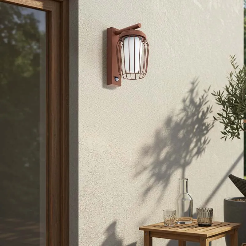 B-Ware Lucande Außenwandleuchte Chandan LED Gartenleuchte mit Sensor IP44 rost weiß