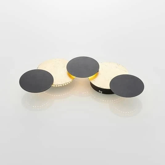 B-Ware Lindby Wandleuchte Wandlampe LED Grazyna schwarz gold fünfflammig Metall warmwei