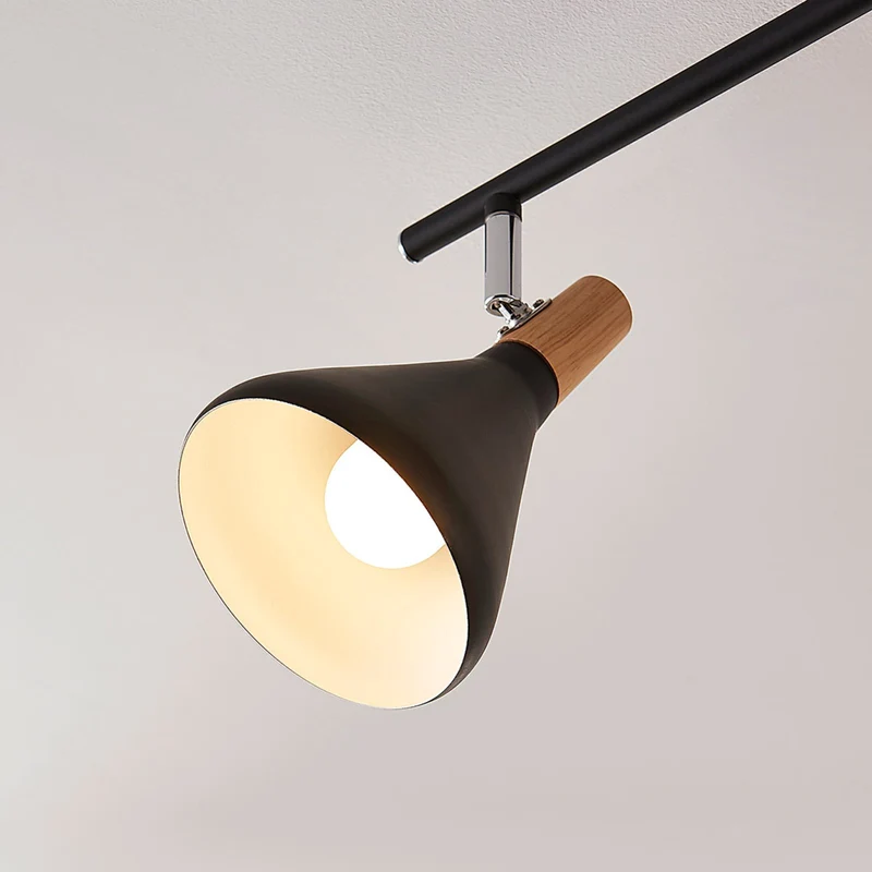 B-Ware Lindby Deckenleuchte Deckenlampe Arina schwarz dreiflammig Metall Holz 53 cm