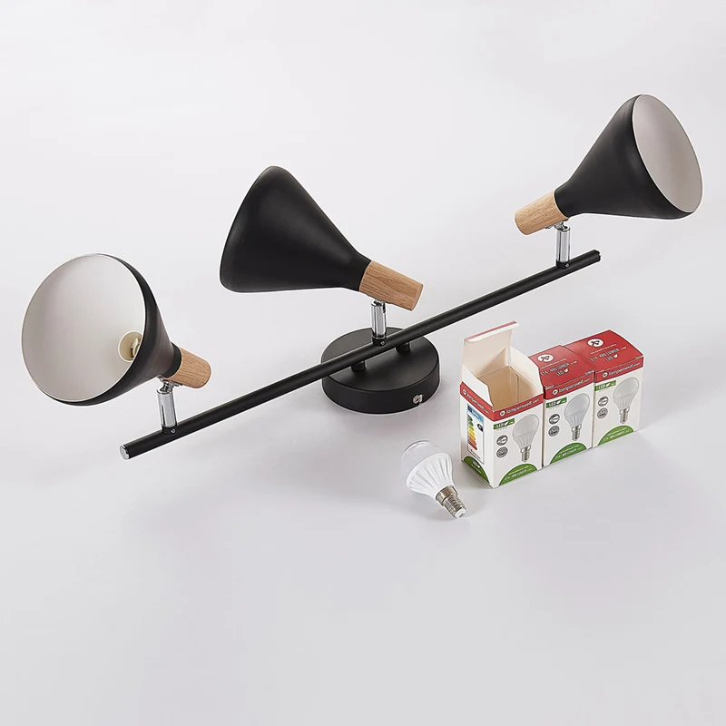 B-Ware Lindby Deckenleuchte Deckenlampe Arina schwarz dreiflammig Metall Holz 53 cm