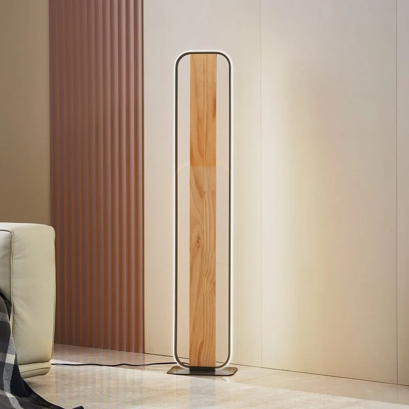 B-Ware Lindby Stehleuchte Standlampe LED Romilda grau Holz Schalter Kabel 122 cm