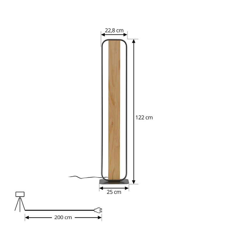 B-Ware Lindby Stehleuchte Standlampe LED Romilda grau Holz Schalter Kabel 122 cm