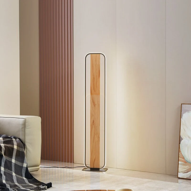 B-Ware Lindby Stehleuchte Standlampe LED Romilda grau Holz Schalter Kabel 122 cm