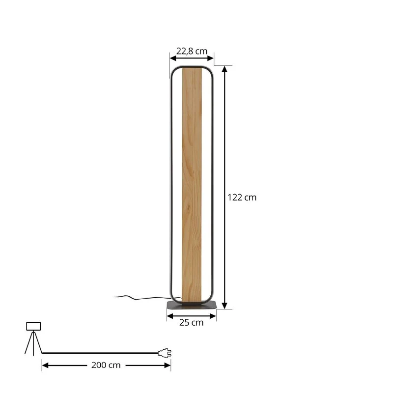 B-Ware Lindby Stehleuchte Standlampe LED Romilda grau Holz Schalter Kabel 122 cm