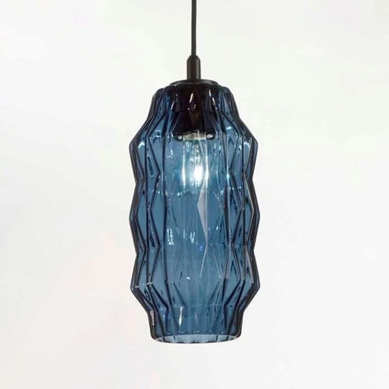 B-Ware Selène Hängeleuchte Origami aus Glas blau Deckenlampe Lampe Leuchte Spot Licht