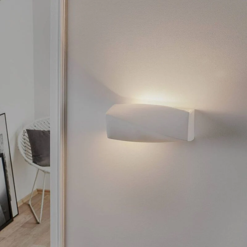 B-Ware Euluna Wandleuchte Turn Mini LED Wandlampe dimmbar Keramik weiß 35x15cm