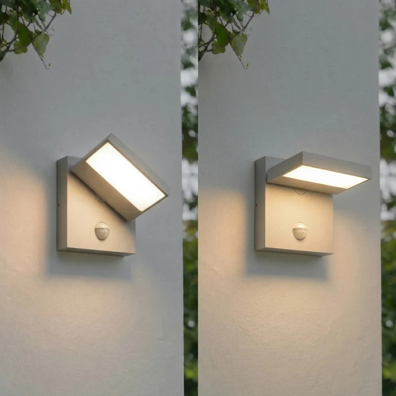 B-Ware Lucande Außenlampe Silvan LED Wandleuchte Gartenlampe mit Sensor IP54 steingrau