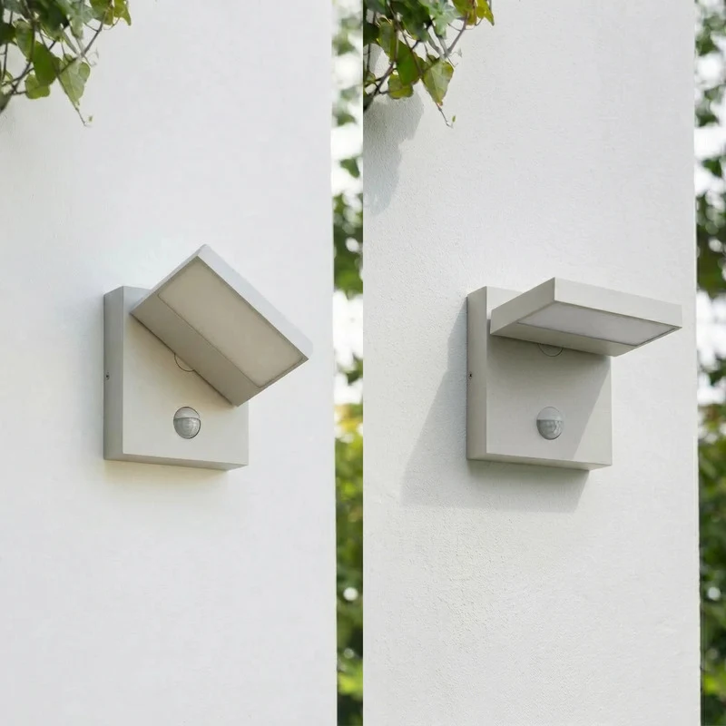 B-Ware Lucande Außenlampe Silvan LED Wandleuchte Gartenlampe mit Sensor IP54 steingrau