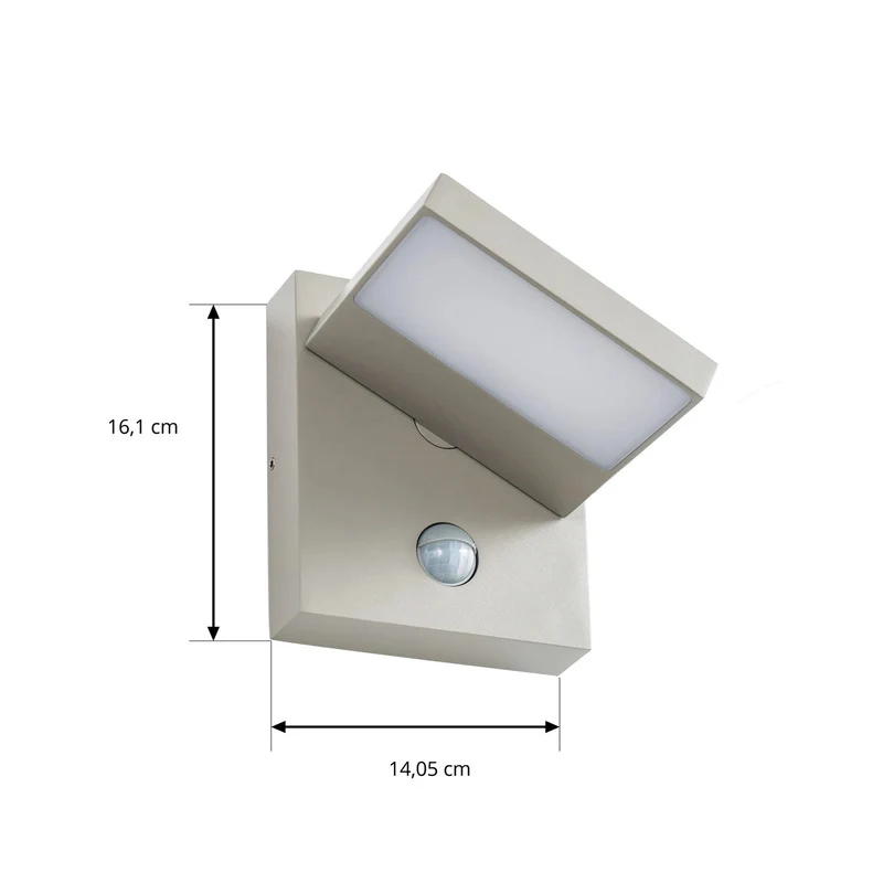 B-Ware Lucande Außenlampe Silvan LED Wandleuchte Gartenlampe mit Sensor IP54 steingrau