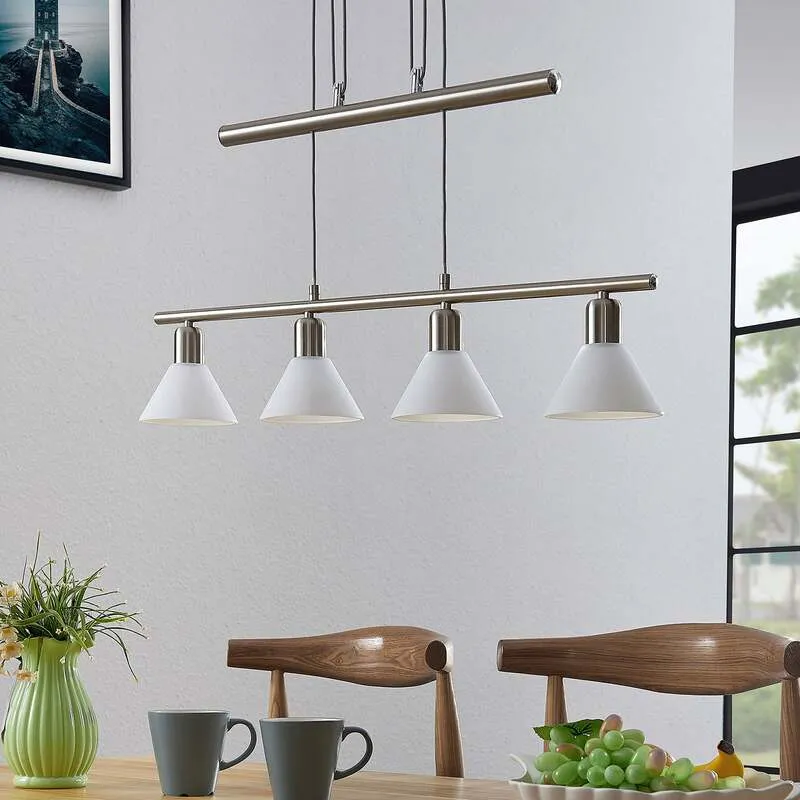 B-Ware Lindby Pendellampe Hängeleuchte Delira LED dimmbar nickel 4-flg höhenverstellbar