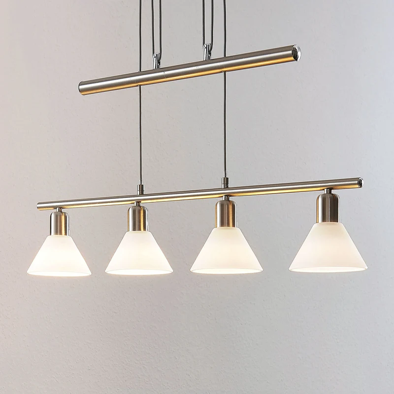 B-Ware Lindby Pendellampe Hängeleuchte Delira LED dimmbar nickel 4-flg höhenverstellbar