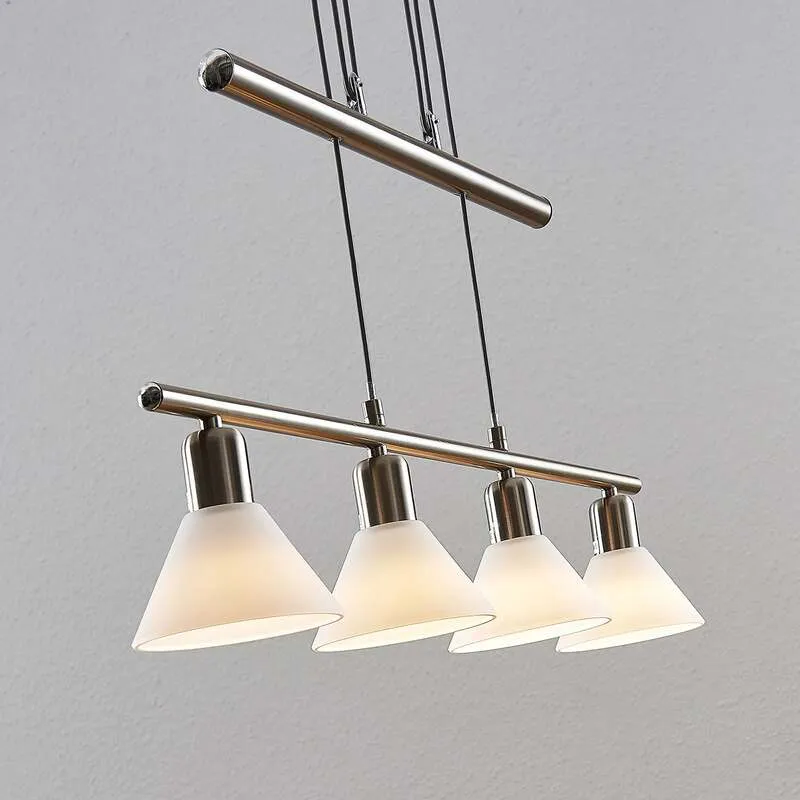 B-Ware Lindby Pendellampe Hängeleuchte Delira LED dimmbar nickel 4-flg höhenverstellbar
