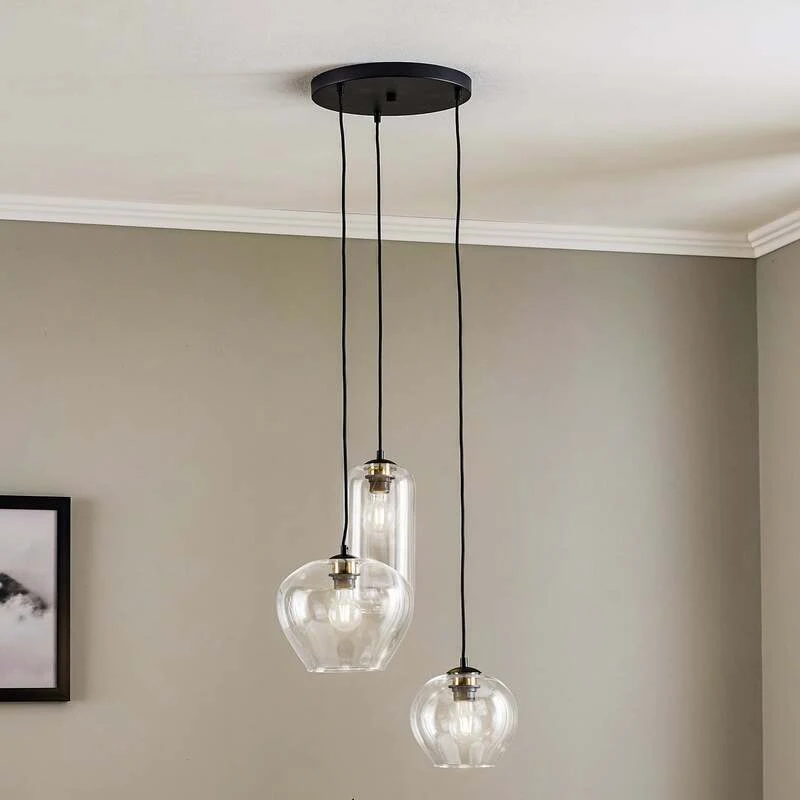 B-Ware Euluna Hängeleuchte Kaja Hängelampe Deckenlampe E27 dreiflammig Glasschirme klar
