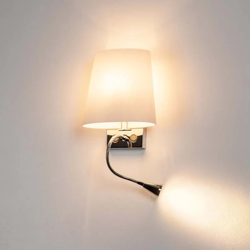 B-Ware SLV Wandleuchte Wandlampe Leselicht Bettleuchte LED Chrom Weiß Glas Stahl