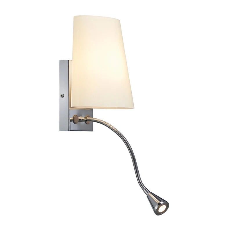 B-Ware SLV Wandleuchte Wandlampe Leselicht Bettleuchte LED Chrom Weiß Glas Stahl