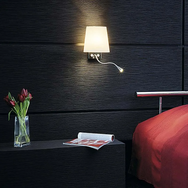 B-Ware SLV Wandleuchte Wandlampe Leselicht Bettleuchte LED Chrom Weiß Glas Stahl