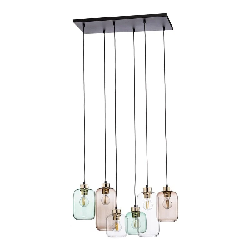 B-Ware Hängeleuchte Marco Hängelampe Deckenlampe Leuchte Green 6-flg. klar grün braun