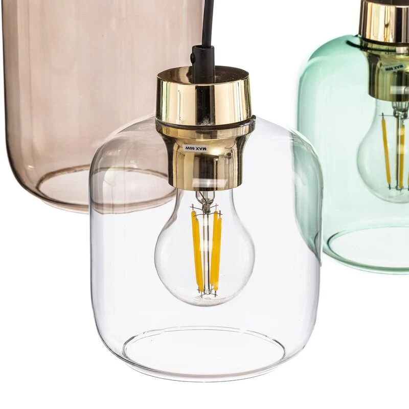 B-Ware Hängeleuchte Marco Hängelampe Deckenlampe Leuchte Green 6-flg. klar grün braun
