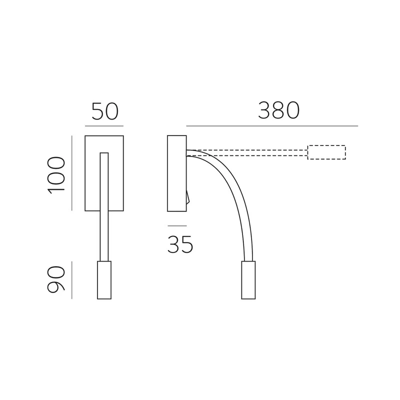 B-Ware ACB ILUMINACIÓN LED-Wand-Leseleuchte Cio Schalter Flexarm 930 schwarz Wandlampe