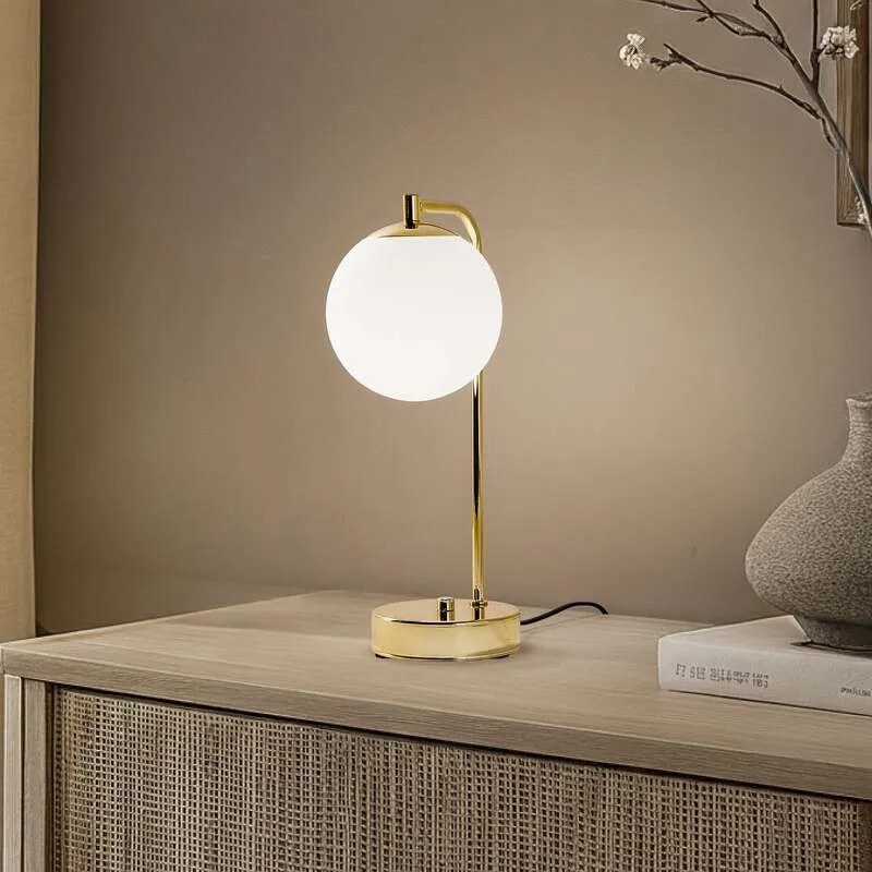 B-Ware Tischleuchte Rico Lampe Glas Metall Gold Weiß 36 cm E14 LED Schalter Tischlampe