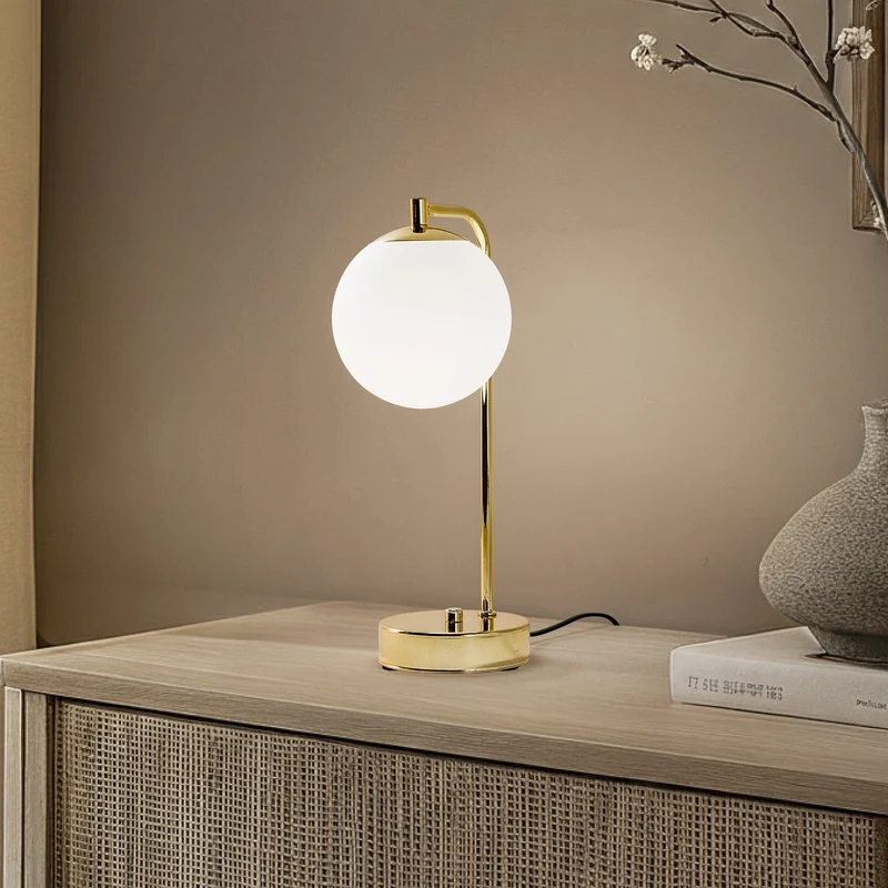 B-Ware Tischleuchte Rico Lampe Glas Metall Gold Weiß 36 cm E14 LED Schalter Tischlampe