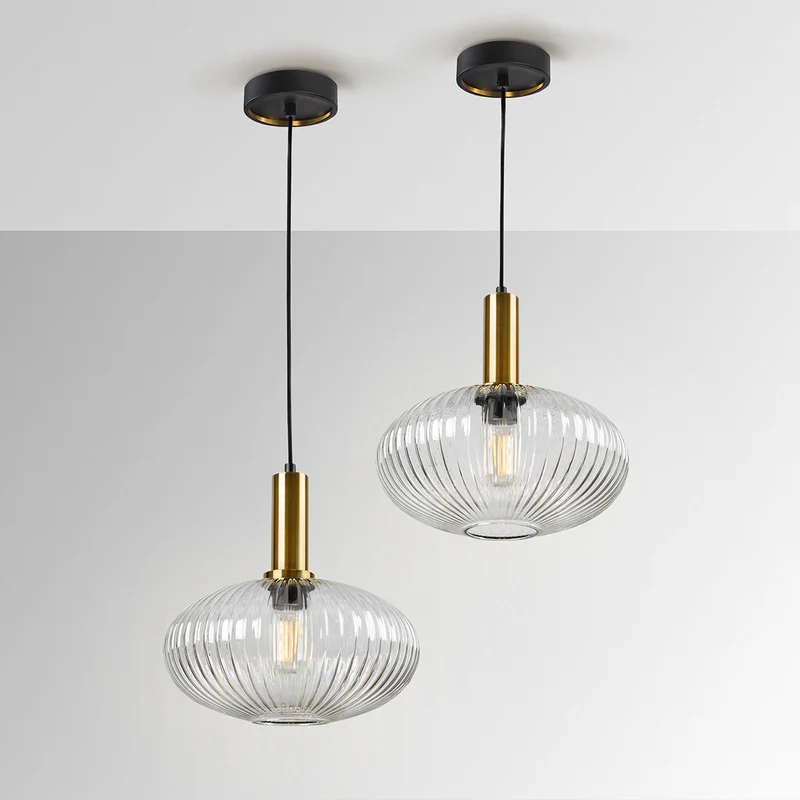 B-Ware Schuller Hängeleuchte Pendelleuchte Norma E27 LED Schwarz Transparent Glas Ø30cm