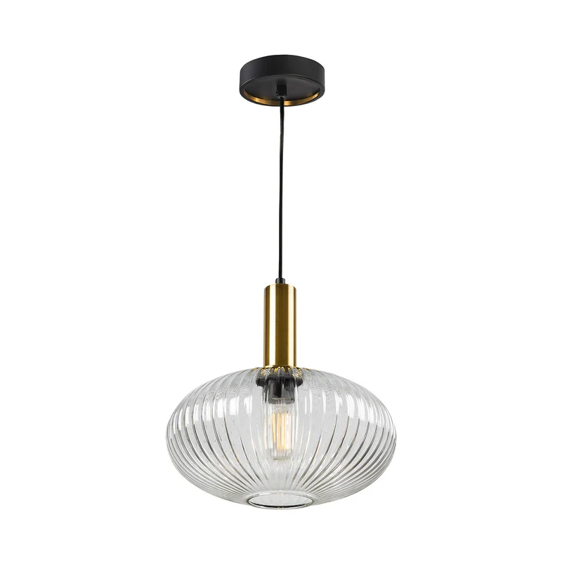 B-Ware Schuller Hängeleuchte Pendelleuchte Norma E27 LED Schwarz Transparent Glas Ø30cm