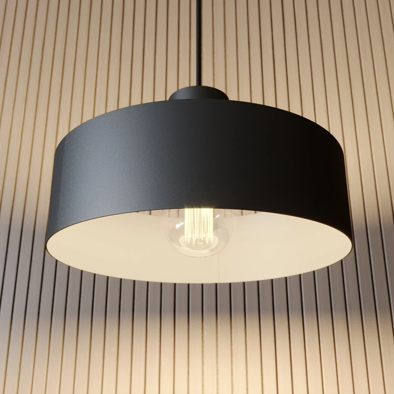 B-Ware Hängeleuchte Lampe Leuchte Hängelampe Deckenlampe Rif aus Metall schwarz Ø 25 cm