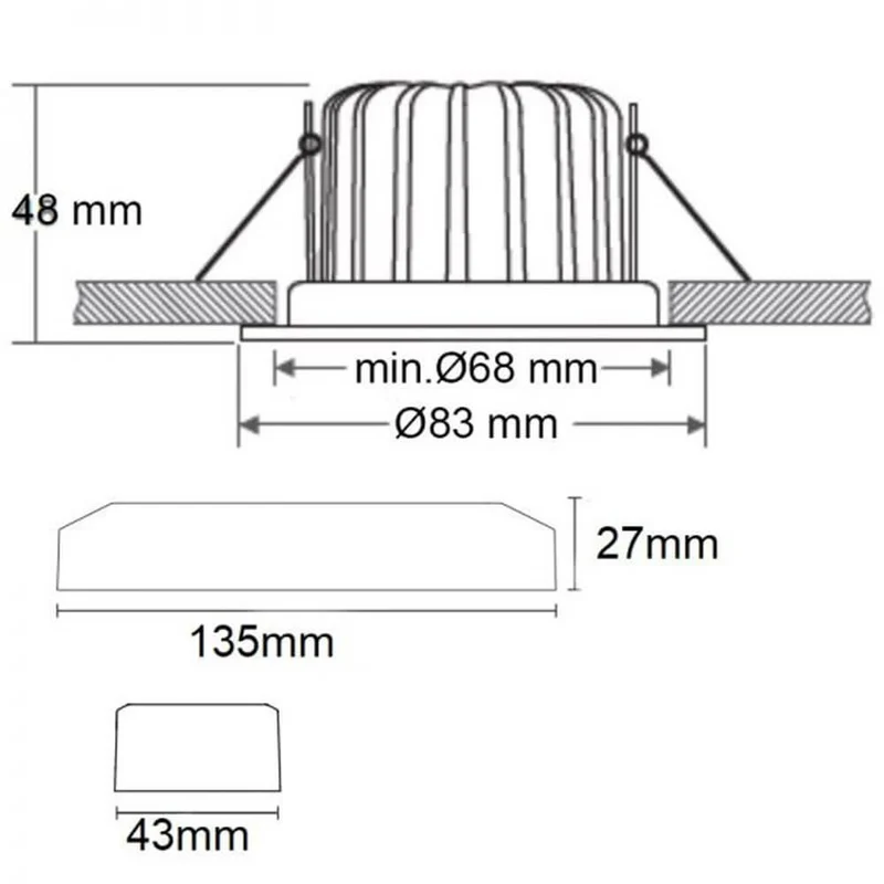 LED-Einbaustrahler Sys-68 10W Dali-Dimmbar 3000K IP65