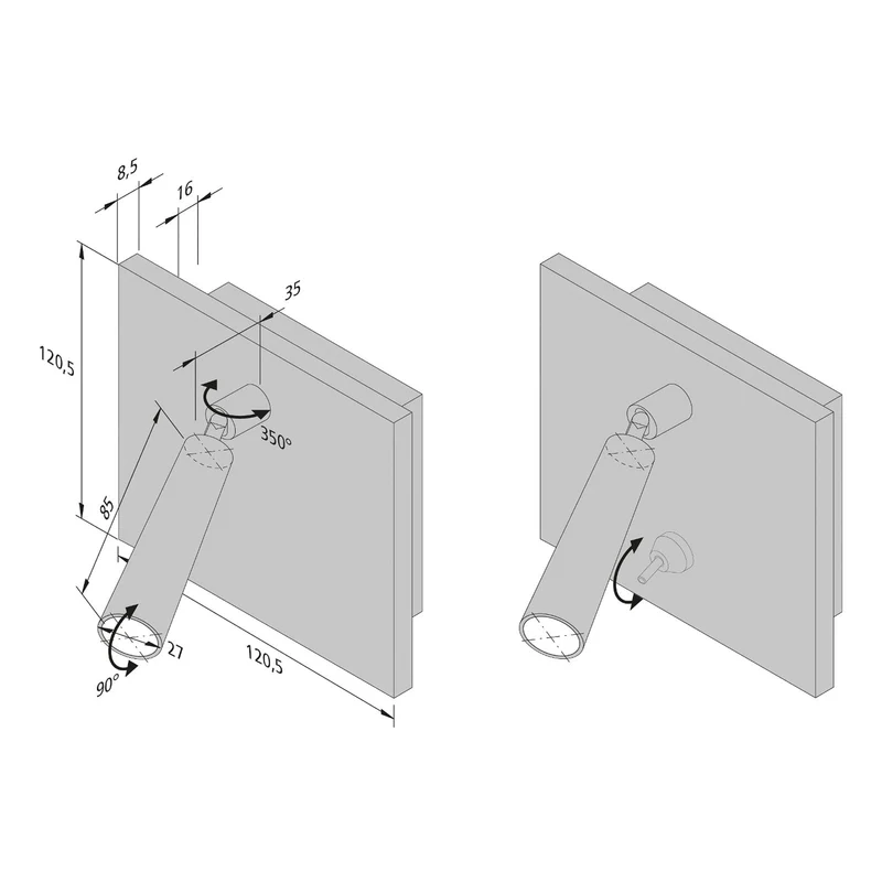 B-Ware Hera BL1-LED Ein-/Anbau Leseleuchte Leselampe Leuchte Lampe Leselicht