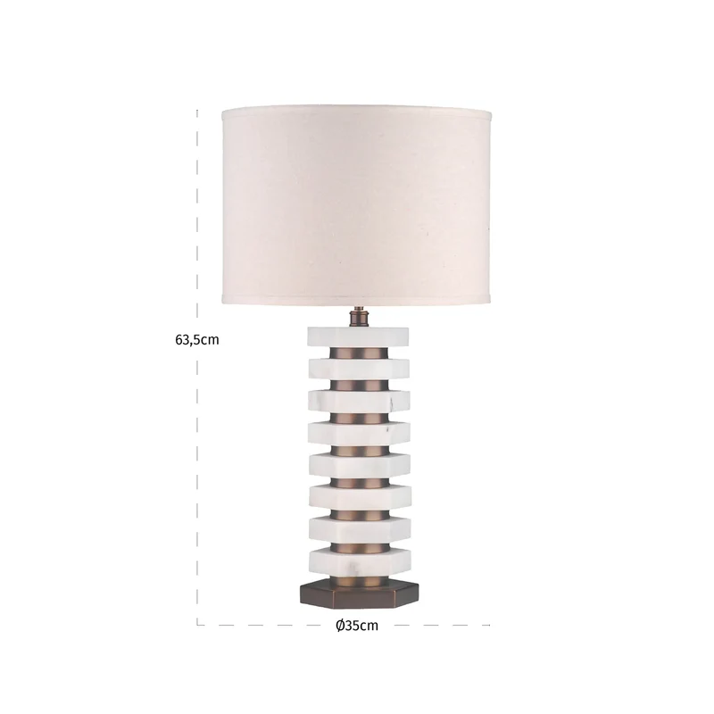 Tischlampe Haspen natural – Marmor & Eisen mit E27-Fassung