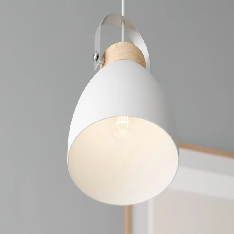 B-Ware Lamkur Pendelleuchte Hängeleuchte Bergen LED Lampe dimmbar weiß Holz 18cm