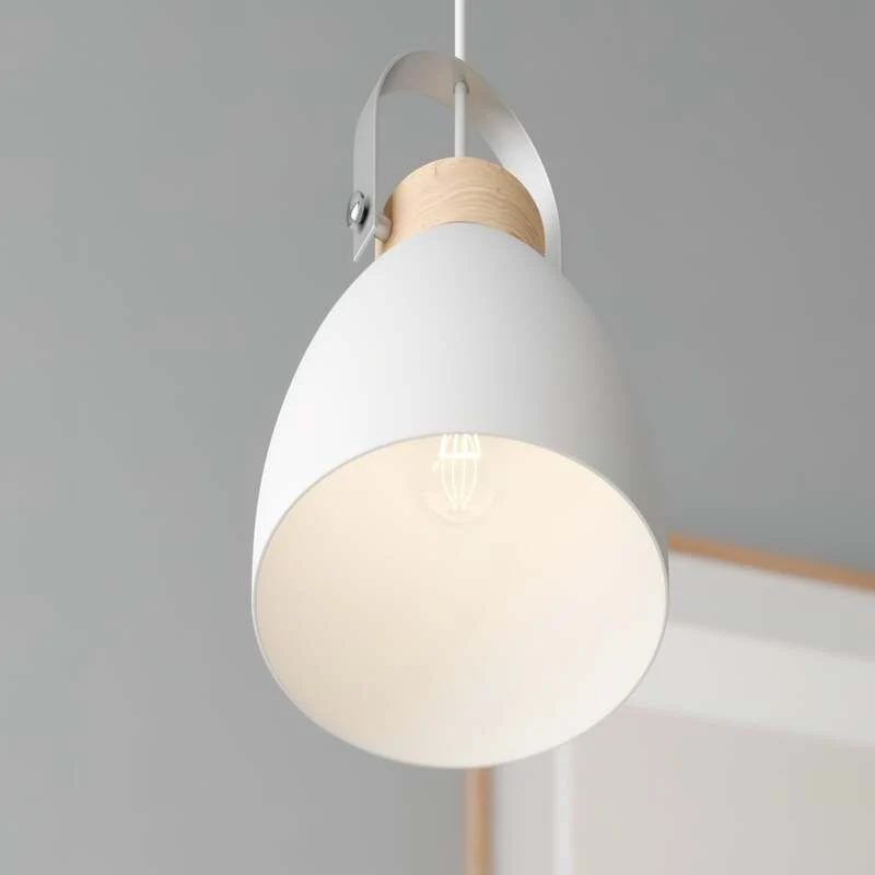 B-Ware Lamkur Pendelleuchte Hängeleuchte Bergen LED Lampe dimmbar weiß Holz 18cm