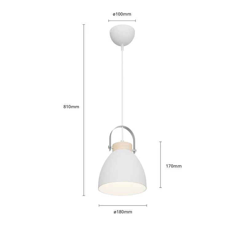 B-Ware Lamkur Pendelleuchte Hängeleuchte Bergen LED Lampe dimmbar weiß Holz 18cm