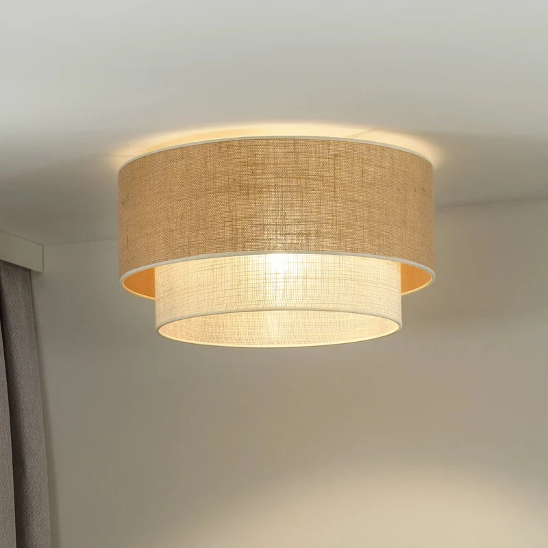B-Ware Euluna Deckenleuchte Boho Jute Lampe Leuchte dimmbar braun beige Ø45cm 32cm