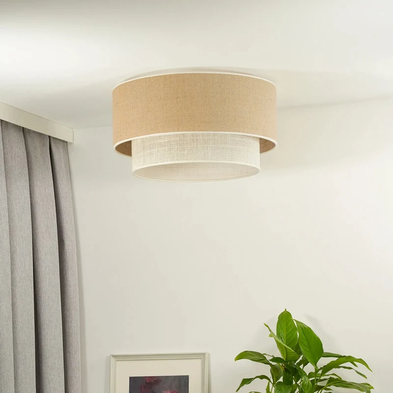 B-Ware Euluna Deckenleuchte Boho Jute Lampe Leuchte dimmbar braun beige Ø45cm 32cm