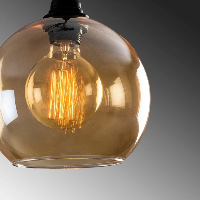 B-Ware Hängelampe Gold 021 3-flammig LED Hängeleuchte dimmbar gold transparent Ø20cm