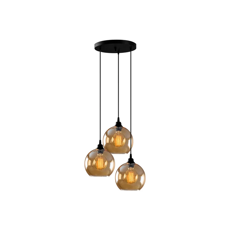 B-Ware Hängelampe Gold 021 3-flammig LED Hängeleuchte dimmbar gold transparent Ø20cm