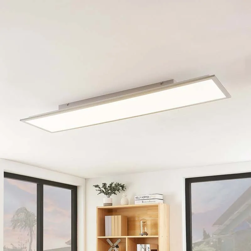 B-Ware Lindby LED-Panel Stenley dimmbar CCT 120x30cm silber weiß 36W 3000-6500K 3000lm