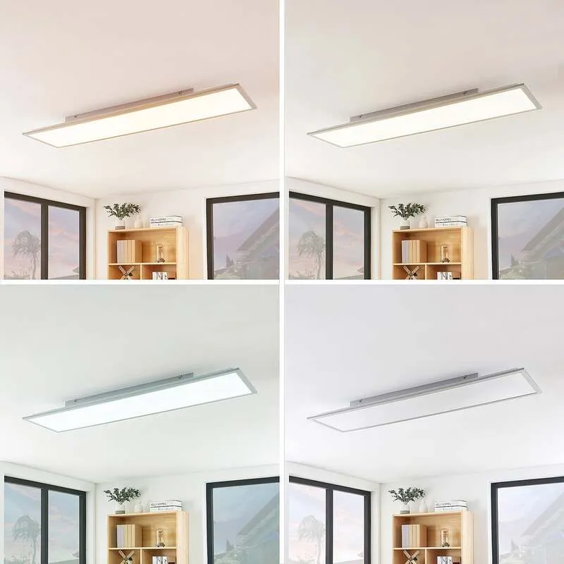 B-Ware Lindby LED-Panel Stenley dimmbar CCT 120x30cm silber weiß 36W 3000-6500K 3000lm