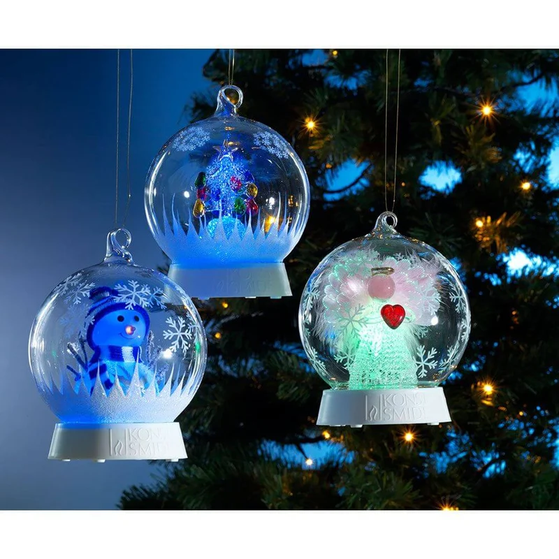 Glaskugel Schneemann mit 3 Funktionen Timer RGB-Farbwechsel 1 RGB Diode batteriebetrieben