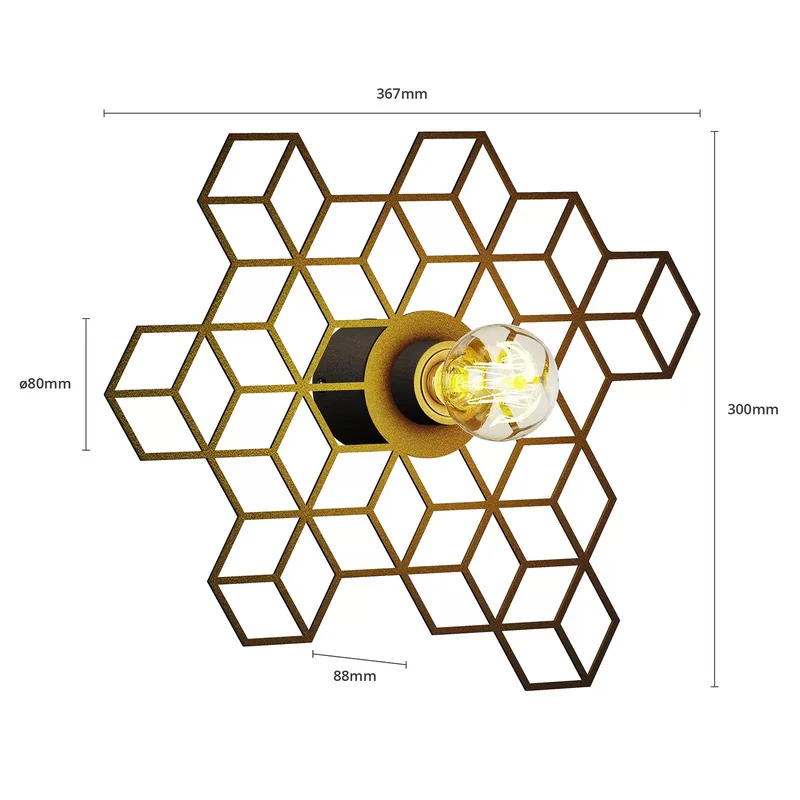 B-Ware Lucande Alexaru Wandleuchte dimmbar Waben Wandlampe schwarz modern Dekolicht