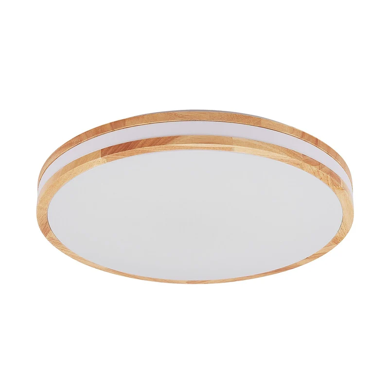 B-Ware Lindby Deckenlampe Emiva LED Leuchte dimmbar Holz hell CCT 50cm 3000K-6500K