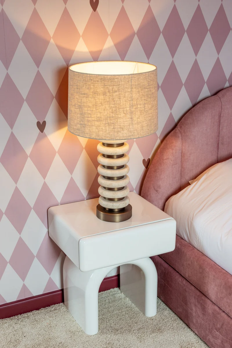 Tischlampe Blair Natural Richmond – Travertin & Eisen, E27