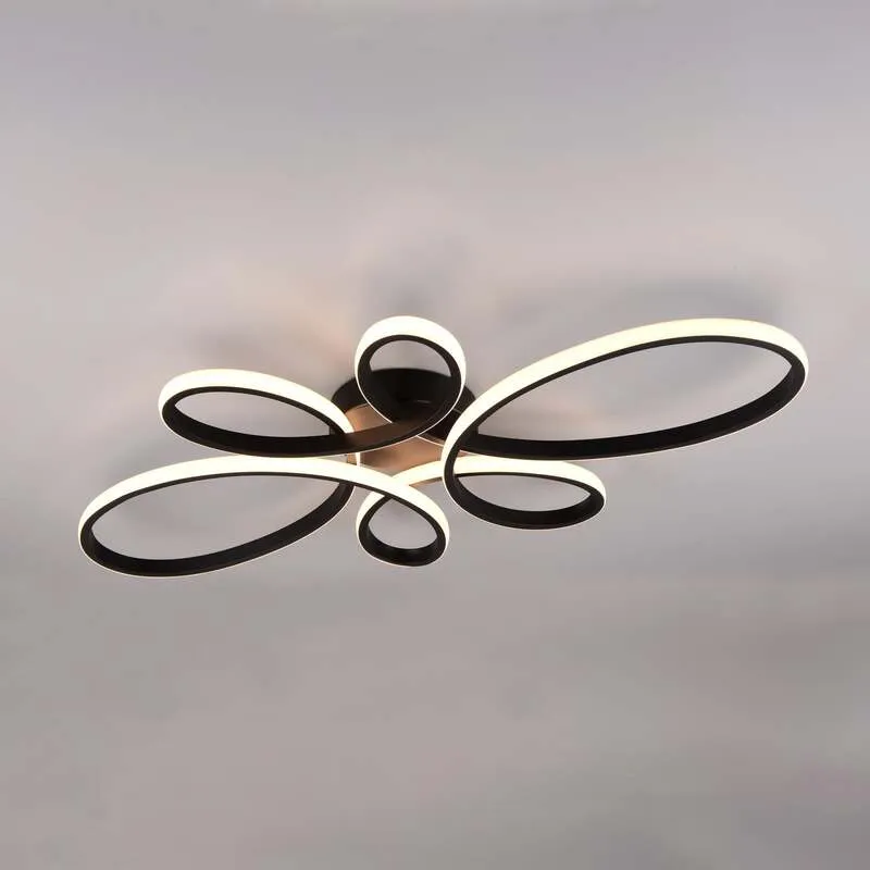 B-Ware Trio Lighting Deckenleuchte Lampe LED Fly schwarz matt geschwungen dimmbar moder