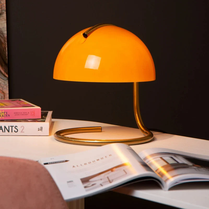 B-Ware Lucide Tischleuchte Cato LED Lampe Retro Leuchte orange messing 25cm Höhe